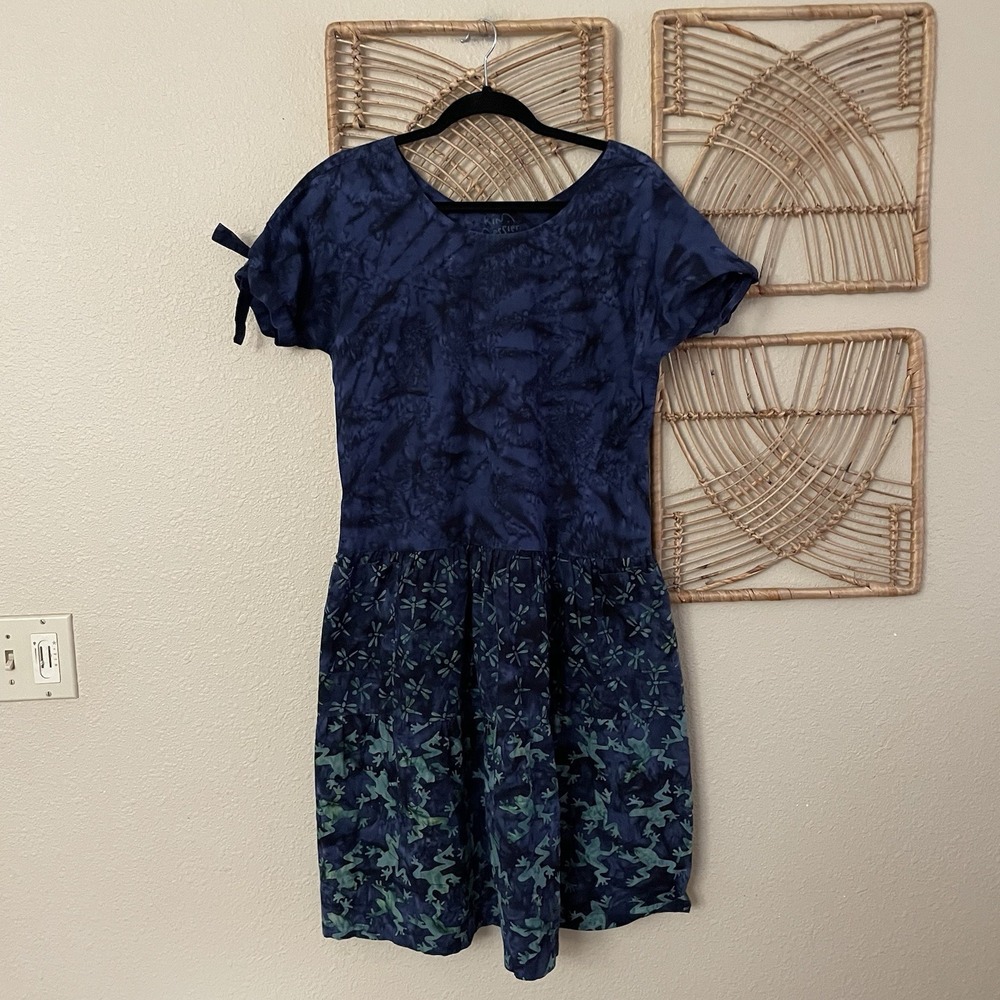 Kim Messier Art to Wear Dress Pockets Dragonfly Frog Unique Artsy Whimsy S B6 - Picture 1 of 12